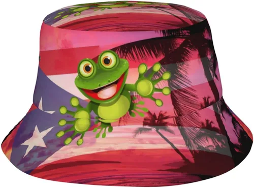 Vista 11 de Sombrero de pescador de Puerto Rico para el sol, sombrero de playa, divertido gorro de pescador, para exteriores, para hombres y mujeres, talla única