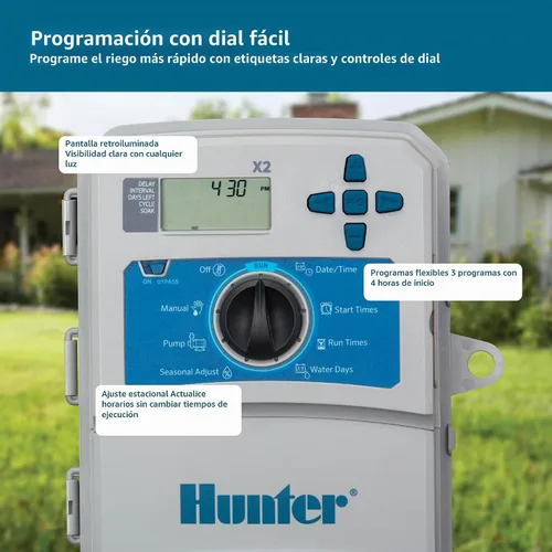 Vista 3 de Hunter Controlador de rociadores X2 de 4 zonas, temporizador de rociadores
