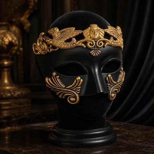 Vista 3 de LOGOFUN Venetian Masquerade Mask Roman Sun God Half Face Prop - Bronze