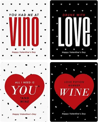 Vista 6 de Big Dot of Happiness - Día de San Valentín - Regalo para mujeres y hombres - Etiquetas adhesivas para botellas de vino - Juego de 4