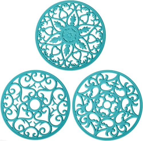 Vista 8 de Salvamanteles para platos calientes, salvamanteles de silicona para ollas y sartenes, salvamanteles tallados para cocina, tapete multiusos