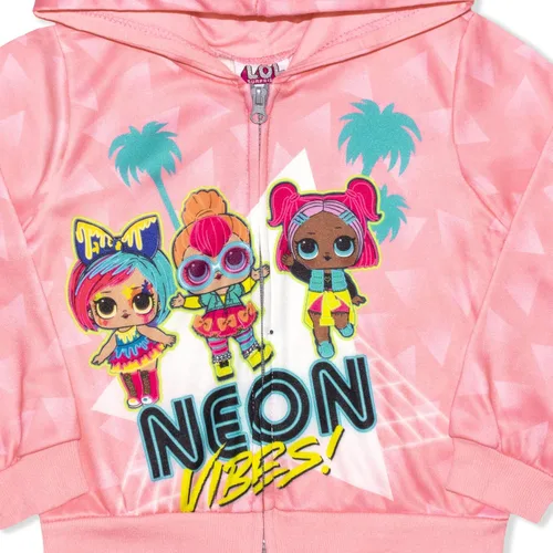 Vista 2 de L.O.L. Surprise! Girls Lil Cheeky Babe and Lil D.J Zip Up Hoodie for Little and Big Kids PinkBlue