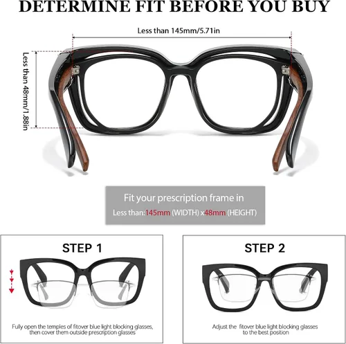 Vista 5 de LVIOE Lentes con filtro de luz azul para mujeres y hombres, anteojos de bloqueo de luz azul de gran tamaño para llevar sobre anteojos LB7511