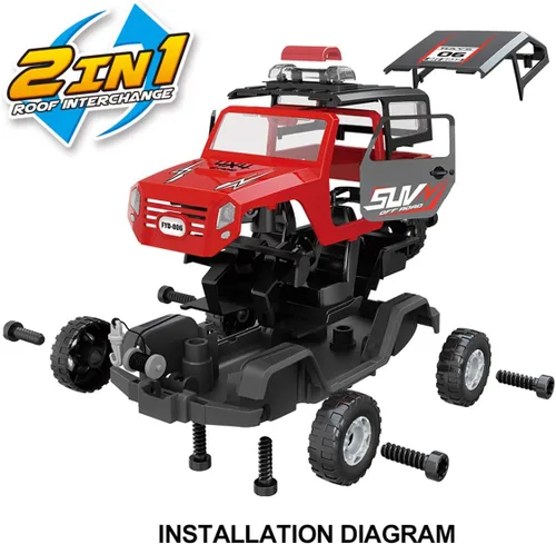 Vista 5 de FYD Juego de Construcción de Desmontaje 2en1 Jeep con Juego de Montaje STEM para Aprender Jugando con Taladro Funcional con Batería - Juguete