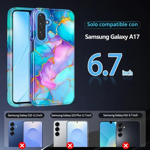 Vista 2 de Hekodonk Funda para Galaxy A17 5G/Galaxy A16 5G, resistente cuerpo completo, protección a prueba de golpes, 3 en 1, híbrida de policarbonato duro