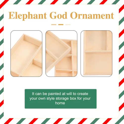 Vista 3 de EXCEART Caja de decoración de Navidad, bandeja de madera con divisores, 4 compartimentos, caja de almacenamiento decorativa para joyas, organizador