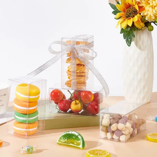 Vista 6 de BENECREAT 20 cajas transparentes de regalo de boda de 4 x 2 x 2 pulgadas, rectángulo de PVC, cajas de regalo transparentes para dulces, chocolate