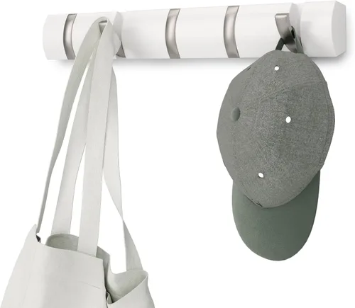 Vista 10 de Umbra - Perchero abatible, ganchos retráctiles para montaje en pared Blanco/Níquel