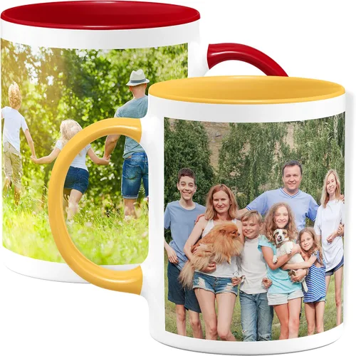 Vista 6 de Taza de café con foto personalizada, 11 onzas, color negro, con imagen envolvente, texto, taza de cerámica personalizada con imagen, taza
