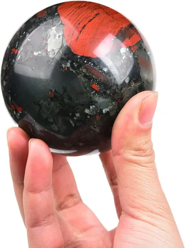 Vista 113 de JIC Gem Piedra Natural de Jaspe Africano Cristal de Curación Esfera Adivinación Bola de Piedra Preciosa, Feng Shui Reiki Aura Decoración