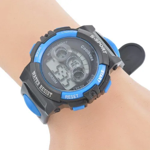 Vista 4 de Souarts Reloj de cuarzo con correa de cronógrafo digital multifunción para estudiantes