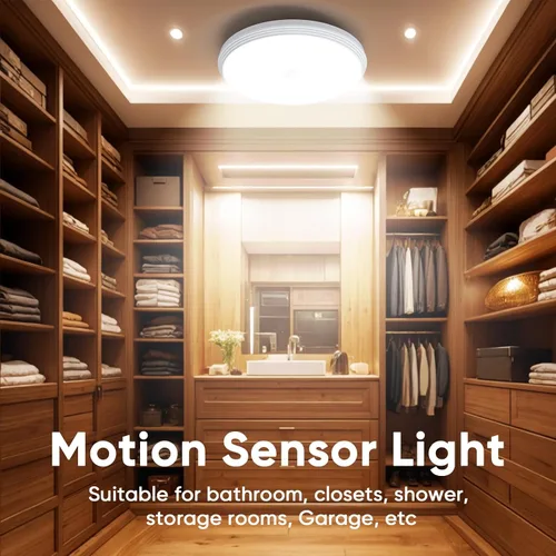 Vista 6 de Luces de armario recargables con sensor de movimiento, luz de techo a batería, luz inalámbrica con sensor de movimiento para interiores, luz