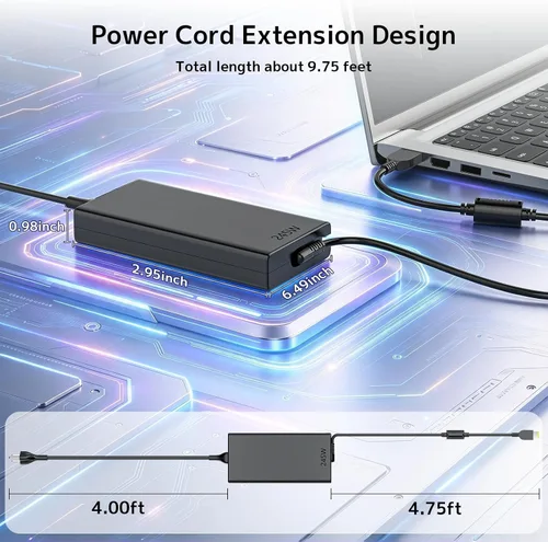 Vista 4 de Cargador de portátil delgado GaN de 245 W para Lenovo Legion, LOQ