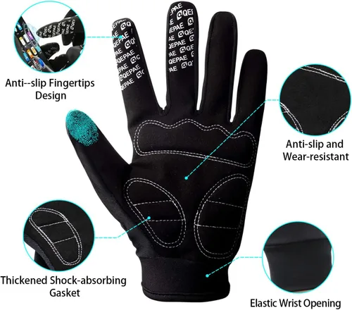 Vista 5 de Halloween Skeleton Gloves Touchscreen, Breathable Skull Gloves Cycling Anti-Slip Bone Halloween Costumes Gift