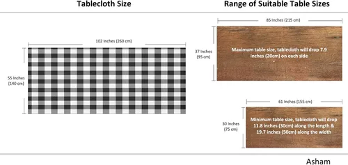 Vista 7 de Mantel rectangular de 60 x 104 pulgadas con clips para mantel, mantel rectangular para cocina, comedor, mantel de picnic o campamento, lavable y a