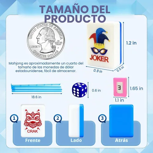 Vista 3 de Deluxe American Mahjong - Juego de 166 azulejos de diseño único