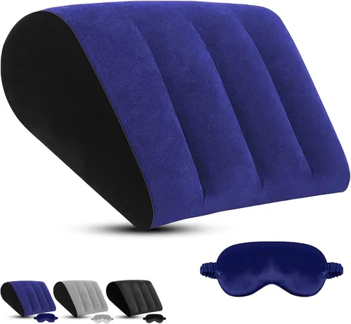 Vista 11 de TheClover Almohada inflable de cuña para dormir - Almohada de elevación de piernas con máscara para dormir, almohada de cuña de cama para acampar