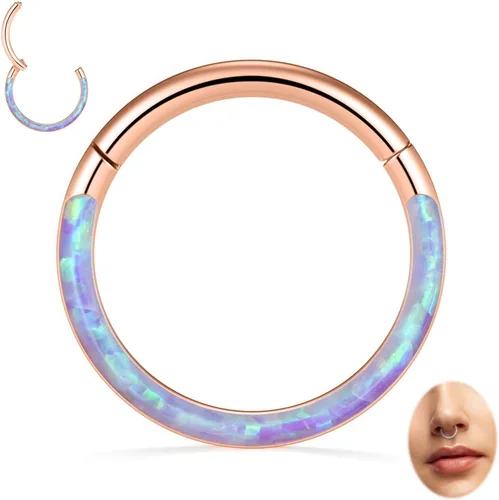 Vista 12 de Opal Septum Jewelry Surgical Steel Septum Ring Daith Rook Tragus Earring