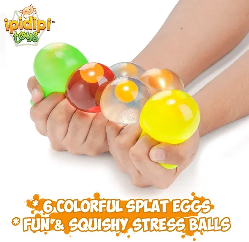 Vista 3 de IPIDIPI TOYS Huevos Coloridos Explosión, Paquete de 6 Juguetes Blanditos – Divertido Juguete para Aliviar el Estrés, Recuerdos de Fiesta