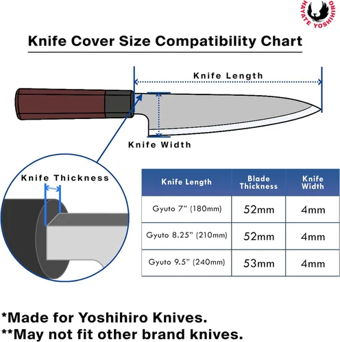 Vista 5 de Yoshihiro Protector magnético de hoja de madera de roble Saya para cuchillo Gyuto 8.25 IN (8.268 in)