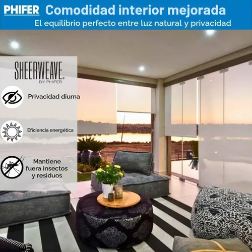 Vista 3 de Phifer SheerWeave - Pantalla solar de malla para ventanas, 75% de sombra, rollo de pantalla solar de ahorro de energía de 48 x 10 pies