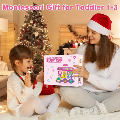 Vista 5 de VOILBTOY Juguete musical para niñas y niños de 1 a 2 años - Tablero Montessori ocupado y juguete de gota de pelota