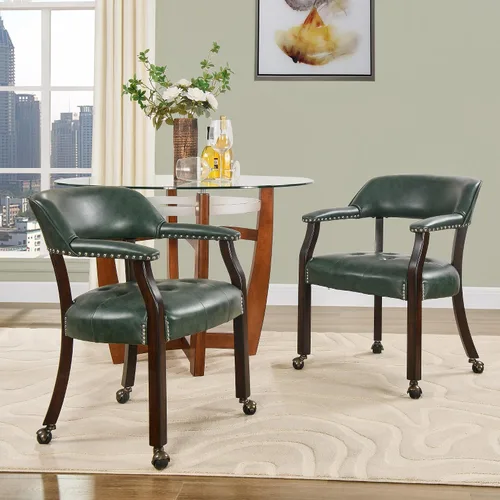 Vista 57 de Juego de 2 sillas de comedor con ruedas, poliuretano gris antiguo Gris (Antique Grey)