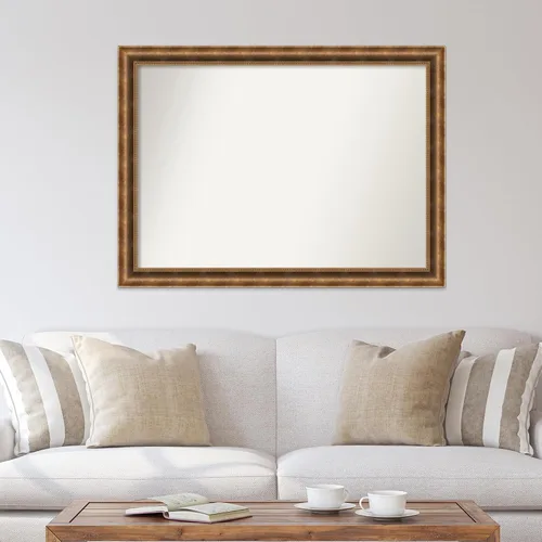 Vista 1043 de Amanti Art Espejo de pared personalizado no biselado (25 x 25 pulgadas), marco de bronce acentuado, varios tamaños personalizados, espejo de baño