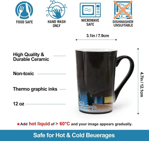 Vista 5 de Taza personalizada, tazas personalizadas que cambian de color, con collage de 1 imágenes, taza de café mágica con foto, imagen, nombre, texto
