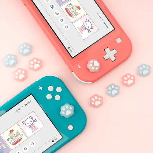 Vista 5 de GeekShare Cat Paw Shape Thumb Grip CapsSoft Silicone Joystick Cover Compatible with Nintendo Switch OLED Switch Lite4PCS Glitter