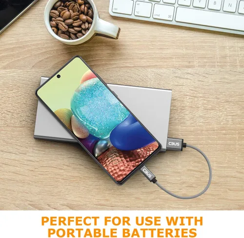 Vista 6 de Cable de disco duro SSD trenzado USB-C 3.1 a USB-A 3.0 de longitud corta, color gris espacial, compatible con LaCie, SanDisk, G-Drive, Samsung