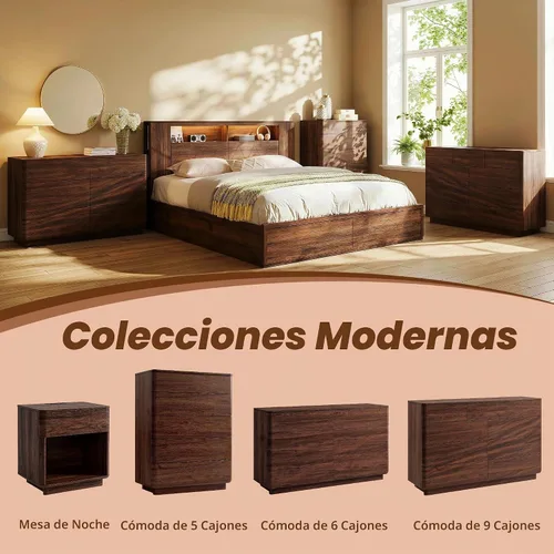Vista 3 de ACCOHOHO Cómoda moderna de 6 cajones para dormitorio, cómoda de madera de 52 pulgadas de ancho con gran almacenamiento, cómoda sin asas, soporte