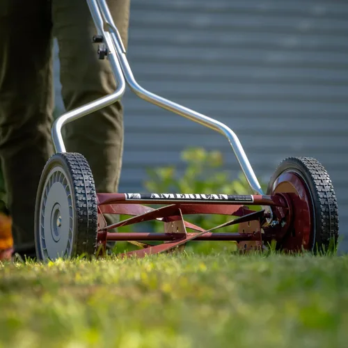 Vista 43 de American Lawn Mower Company 1204-14 Cortacésped de carrete de empuje de 4 hojas de 14 pulgadas, color rojo