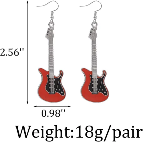 Vista 2 de Caiyao Pendientes colgantes de metal punk negro y blanco para guitarra eléctrica, para mujeres y niñas, amantes de la música rock, profesores
