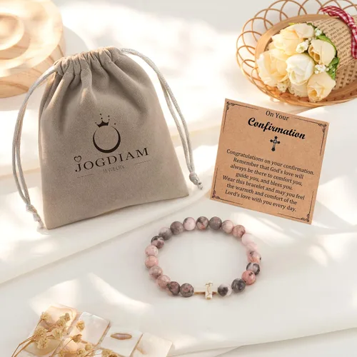 Vista 7 de Regalos de confirmación, regalos cristianos para mujeres, pulsera de cruz católica religiosa, regalos para mujeres, Piedra, Circonita cúbica
