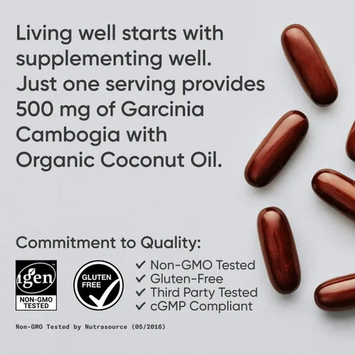 Vista 4 de Pure Garcinia Cambogia Extracto con 65% HCA; fabricado en EE. UU.; garantía de devolución de dinero., 1