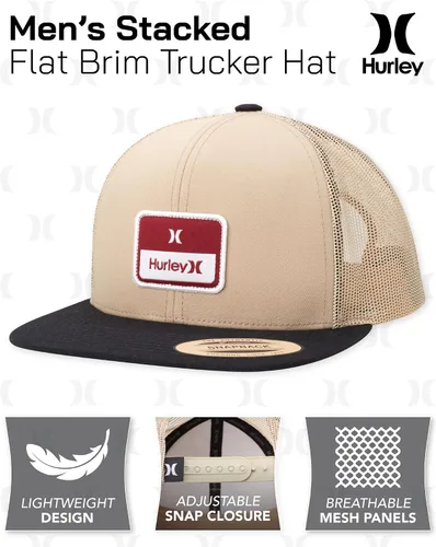 Vista 2 de Hurley Sombrero para hombre - Gorra de camionero de ala plana apilada