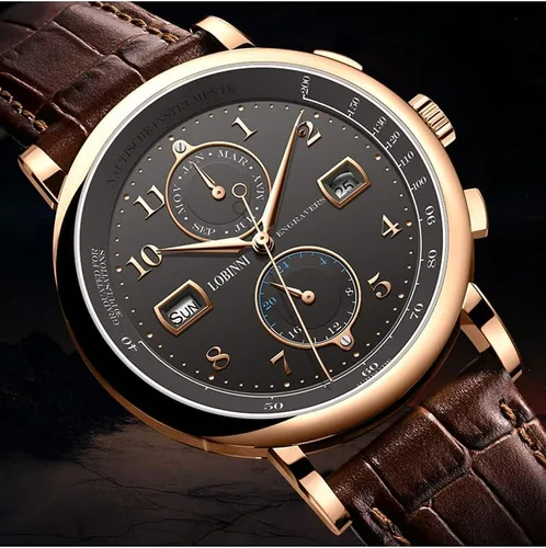 Vista 4 de LOBINNI Relojes de moda para hombre con acero inoxidable impermeable automático reloj de maquinaria para hombre, fecha automática semana
