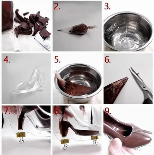 Vista 7 de KALAIEN Zapatos de tacón alto Chocolate Candy Molde Bundle Moldeo 3D Moldes de pastel de fondant Tamaño grande