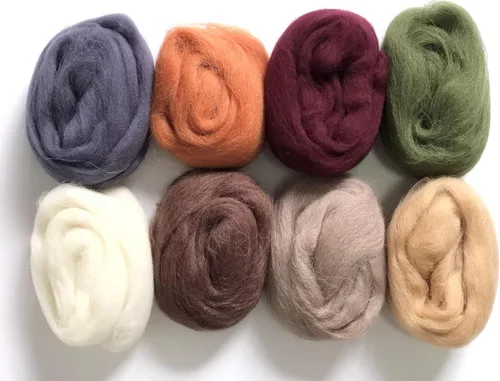Vista 8 de T.F GHG Hilo de lana para fieltro de aguja, juego de 8 colores, 15 G/color, total 4.23 onzas, 100% lana natural, fibra de lana para hilo de fieltro