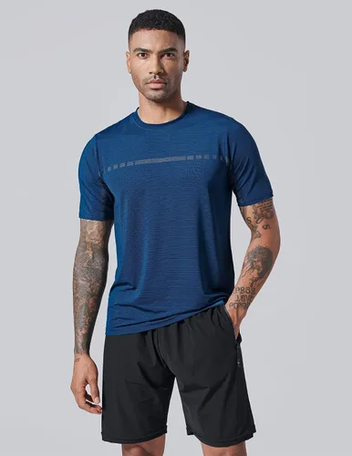 Vista 3 de Paquete de 5 camisetas de manga corta, con cuello redondo y de secado rápido para hombre, camisetas deportivas para correr, entrenar o ir al gimnasio