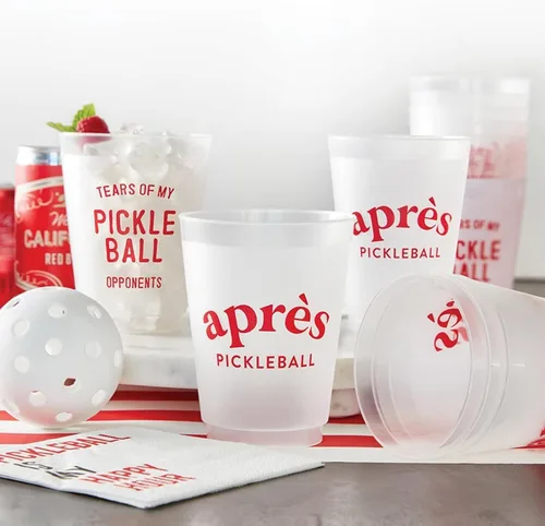 Vista 3 de Santa Barbara Design Studio Paquete de vasos de plástico reutilizables para fiestas, 8 unidades, 16 onzas, Pickleball