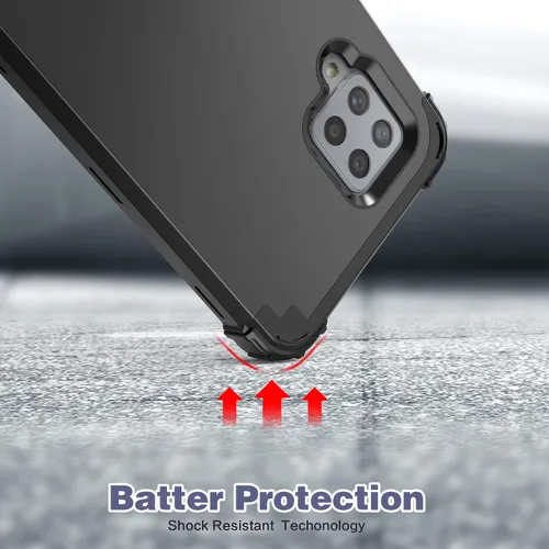 Vista 7 de IDweel Funda para Galaxy A42 5G con protector de pantalla de vidrio templado, híbrida 3 en 1, a prueba de golpes, resistente, cubierta de Negro