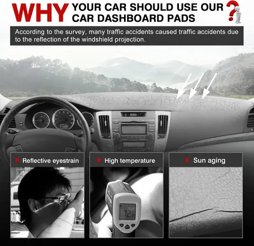 Vista 2 de Autorder Cubierta de salpicadero para Hyundai Sonata 2009 2010 Accesorios Dash Cover Upgrade Flannel Dash Mat Parasol Protector de rayos UV