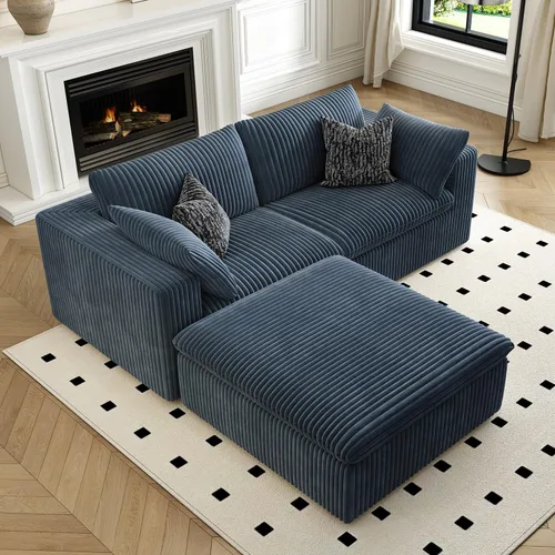 Vista 32 de LoveSeat Cloud Couch Sofá Seccional Modular para Sala de Estar, Sofá Moderno con Asiento Profundo, Sofá de 2 Plazas Sin Huesos con Otomana, Cómodos