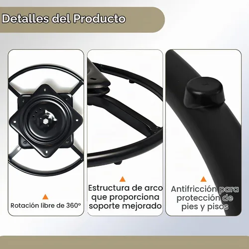 Vista 6 de Repuesto de base de anillo giratorio reclinable de alta resistencia de 22 pulgadas con placa giratoria de 10.2 pulgadas para reparación de parte