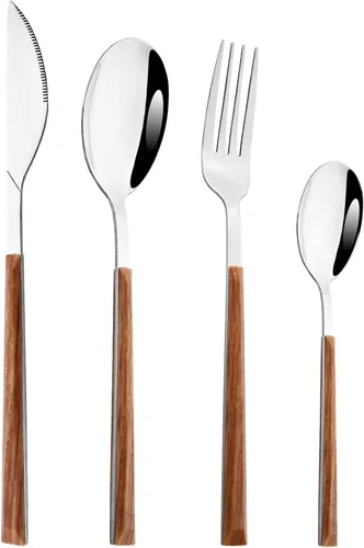 Vista 12 de Juego de cubiertos de 24 piezas de cubiertos de imitación de mármol blanco con soporte, cubiertos de acero inoxidable para 6, utensilios de comer