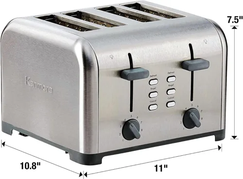Vista 7 de Kenmore 40605 Tostadora de 4 rebanadas con controles dobles en acero inoxidable