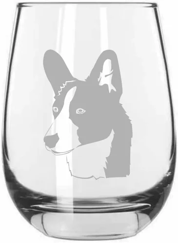 Vista 546 de Shar Pei (chino) - Vaso de vino sin tallo grabado para perro, 15.25 onzas