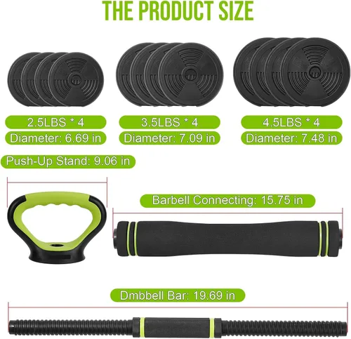 Vista 2 de Mancuernas ajustables, juego de pesas libres de 44/66/88 libras con conector, juego de mancuernas de peso 4 en 1 utilizado como kettlebells, barra